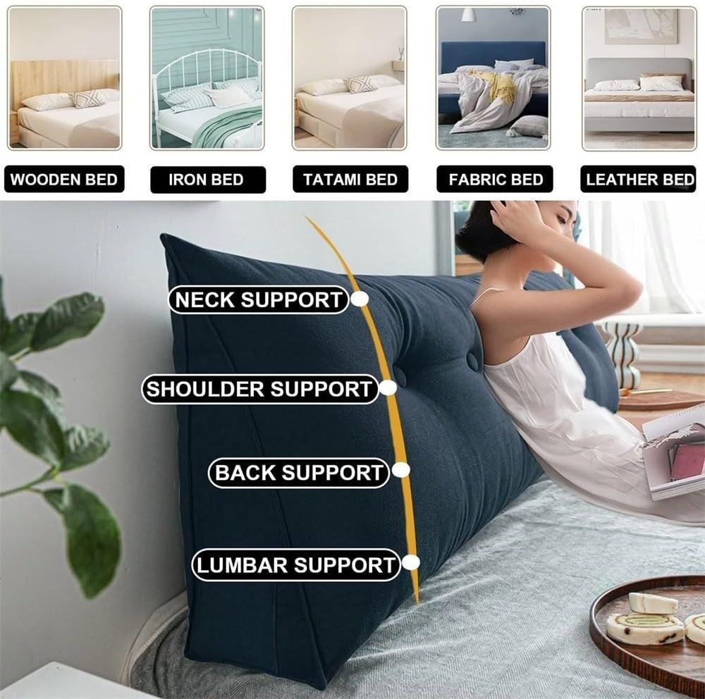 Custom Large Headboard Pillow, Triangular Wedge Bed Rest Reading Bolster Pillow, Bed-Backrest Positioning Support Long Pillow for Daybed Bed Bay Window Tatami Sofa