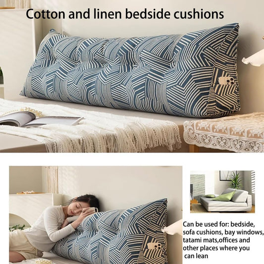 Triangular Headboard Pillow Backrest Cushion,Large Wedge Back Lumber Support Backrest Positioning Cushion with Pocket, Daybed Sofa Tatami Bolster Washable Daybed Triangle Bolster Cushion (Color : Blu