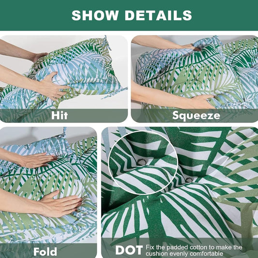 LUXUCURE Outdoor Swing Cushions with Backrest,Replacement Cushions for Patio Porch Garden Swing Chair,Waterproof Cushions For Outdoor Furniture Bench,2 or 3 Person Seat Cushions,39.4x39.4in