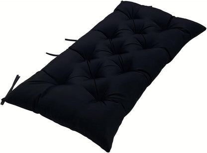 LUXUCURE Waterproof Garden Bench Cushion, 8cm Thick Outdoor Seat Pad for 2/3-Seater Benches, Indoor/Outdoor Furniture Replacement Cushion,Black,100x50cm