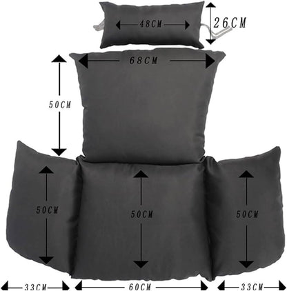 Egg Chair Cushion, Waterproof Egg Chair Cushion Replacement, Thick Hanging Egg Swing Chair Cushion Basket Chair Seat Cushion with Headrest, Soft Hammock Chair Cushions, for Indoor and Outdoor Patio(Pu