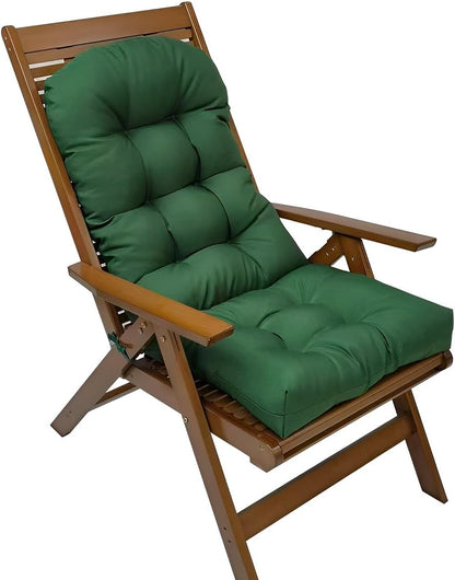 LUXUCURE Garden Chair Cushion - Waterproof, Fade-resistant, High Back Seat Pad for Indoor/Outdoor Patio Rocking Chair, Rattan Chair, Dark green