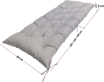 LUXUCURE Waterproof Garden Bench Cushion, 8cm Thick Outdoor Seat Pad for 2/3-Seater Benches, Indoor/Outdoor Furniture Replacement Cushion,Black,100x50cm