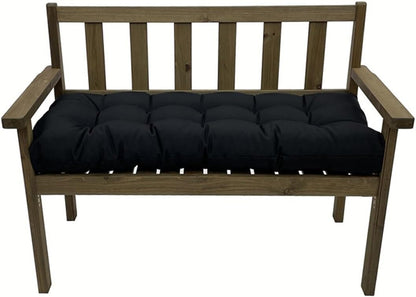 LUXUCURE Waterproof Garden Bench Cushion, 8cm Thick Outdoor Seat Pad for 2/3-Seater Benches, Indoor/Outdoor Furniture Replacement Cushion,Black,100x50cm