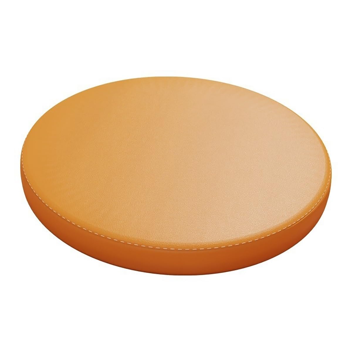LUXUCURE Round Memory Cotton Chair Cushions Stool Cushion for Kitchen Dining Chair, Bar Stool, With zipper Leather Cover, Anti-Slip Waterproof Anti-fouling, Bright orange, 35cm