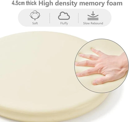 LUXUCURE Round Memory Cotton Chair Cushions Stool Cushion for Kitchen Dining Chair, Bar Stool, With zipper Leather Cover, Anti-Slip Waterproof Anti-fouling, Bright orange, 35cm