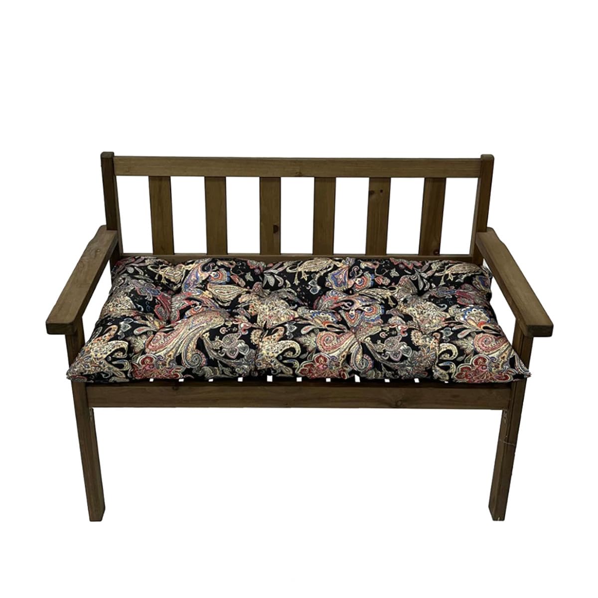 LUXUCURE Waterproof Garden Bench Cushion, 8cm Thick Outdoor Seat Pad for 2/3-Seater Benches, Indoor/Outdoor Furniture Replacement Cushion,Black,100x50cm