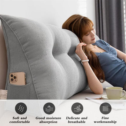 Custom Large Headboard Pillow, Triangular Wedge Bed Rest Reading Bolster Pillow, Bed-Backrest Positioning Support Long Pillow for Daybed Bed Bay Window Tatami Sofa