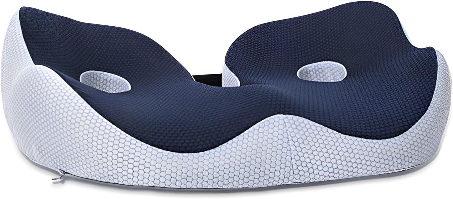 Seat Cushion, Socket Seat Cushion for Sit Bone and Back Pain Relief, Butt, Tailbone, Hip, Hamstring, Posture Support - Memory Foam Comfort Ischial Tuberosity Pillow (Color : Blue)