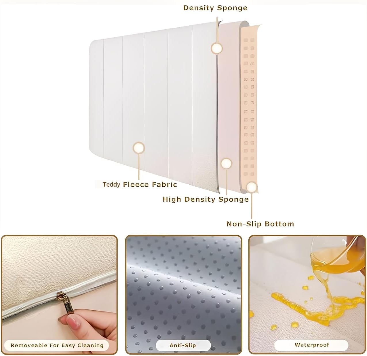 LUXUCURE Custom Bay Window Seat Cushion and Bench Cushions for Indoor Furniture, Piano Bench, Storage Bench, Removable Cover - Anti-Cat Scratch, Splash-Proof, Non Slip Bottom, Thickness 1.8 Inches