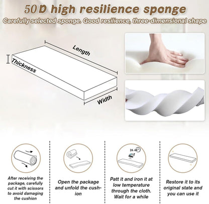 LUXUCURE Custom Size Bench Cushion,Bay Window Seat Cushion,Non-Slip Washable Bench Cushion Pads,Furniture Cushions for Sofa Chaise Longue or Outdoor Patio Garden Swing Chair