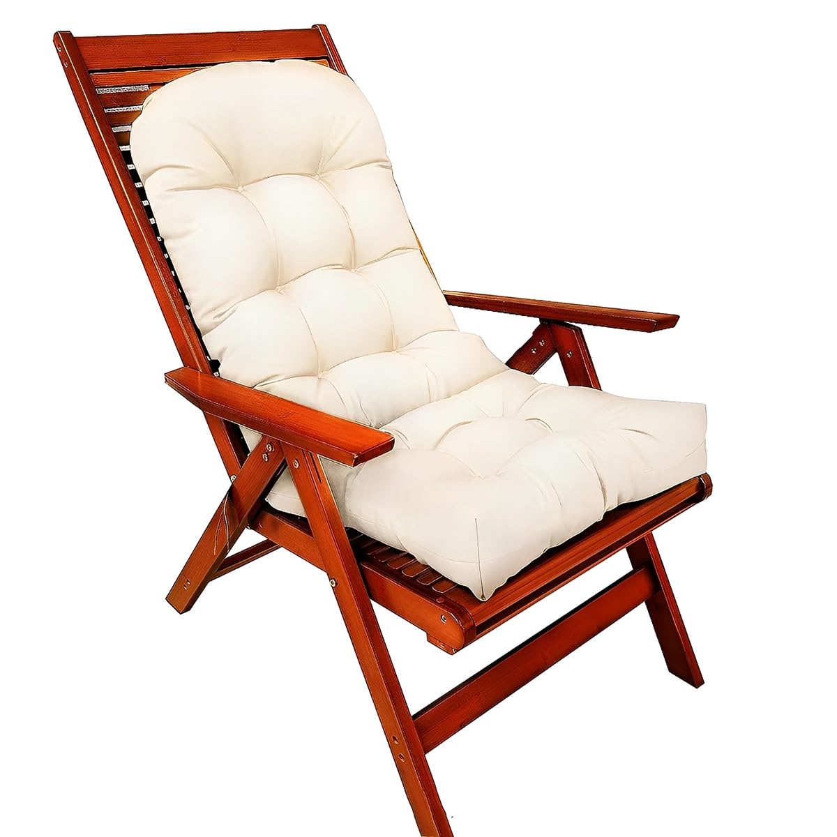 LUXUCURE Garden Chair Cushion - Waterproof, Fade-resistant, High Back Seat Pad for Indoor/Outdoor Patio Rocking Chair, Rattan Chair, Dark green