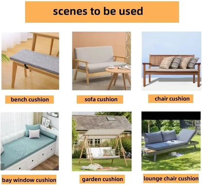LUXUCURE Custom Size Bench Cushion,Bay Window Seat Cushion,Non-Slip Washable Bench Cushion Pads,Furniture Cushions for Sofa Chaise Longue or Outdoor Patio Garden Swing Chair