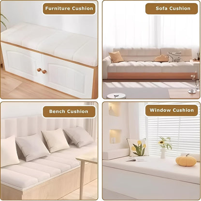 LUXUCURE Custom Bay Window Seat Cushion and Bench Cushions for Indoor Furniture, Piano Bench, Storage Bench, Removable Cover - Anti-Cat Scratch, Splash-Proof, Non Slip Bottom, Thickness 1.8 Inches