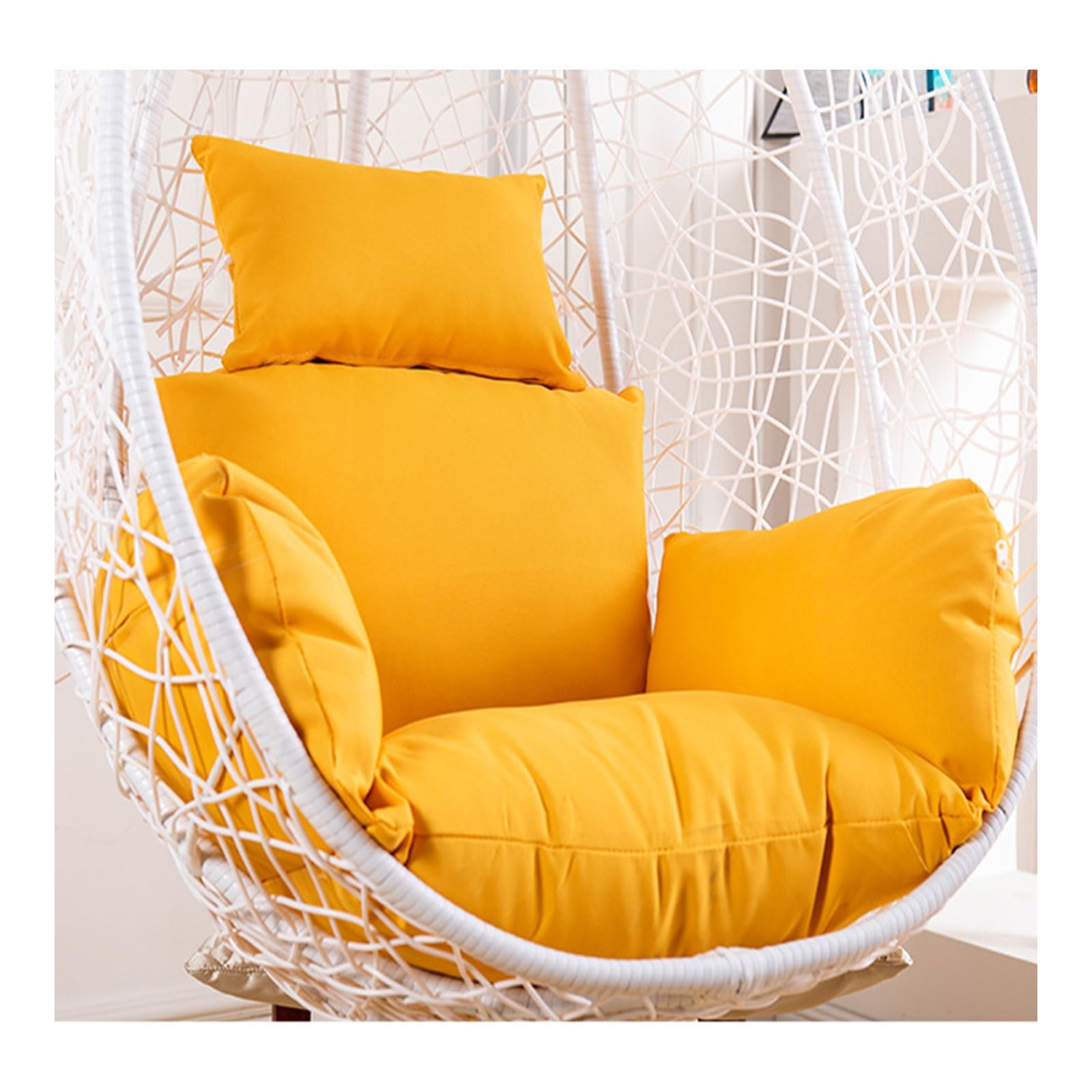Egg Chair Cushion, Waterproof Egg Chair Cushion Replacement, Thick Hanging Egg Swing Chair Cushion Basket Chair Seat Cushion with Headrest, Soft Hammock Chair Cushions, for Indoor and Outdoor Patio(Pu