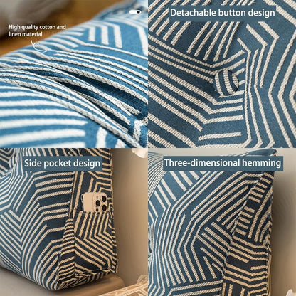 Triangular Headboard Pillow Backrest Cushion,Large Wedge Back Lumber Support Backrest Positioning Cushion with Pocket, Daybed Sofa Tatami Bolster Washable Daybed Triangle Bolster Cushion (Color : Blu