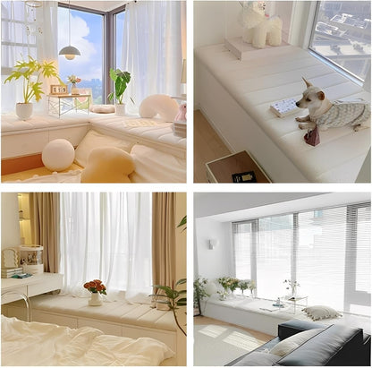 LUXUCURE Custom Bay Window Seat Cushion and Bench Cushions for Indoor Furniture, Piano Bench, Storage Bench, Removable Cover - Anti-Cat Scratch, Splash-Proof, Non Slip Bottom, Thickness 1.8 Inches