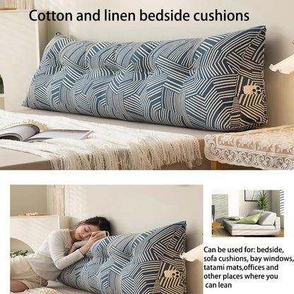 Triangular Headboard Pillow Backrest Cushion,Large Wedge Back Lumber Support Backrest Positioning Cushion with Pocket, Daybed Sofa Tatami Bolster Washable Daybed Triangle Bolster Cushion (Color : Blu