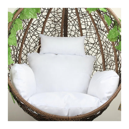 Egg Chair Cushion, Waterproof Egg Chair Cushion Replacement, Thick Hanging Egg Swing Chair Cushion Basket Chair Seat Cushion with Headrest, Soft Hammock Chair Cushions, for Indoor and Outdoor Patio(Pu