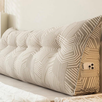 Triangular Headboard Pillow Backrest Cushion,Large Wedge Back Lumber Support Backrest Positioning Cushion with Pocket, Daybed Sofa Tatami Bolster Washable Daybed Triangle Bolster Cushion (Color : Blu