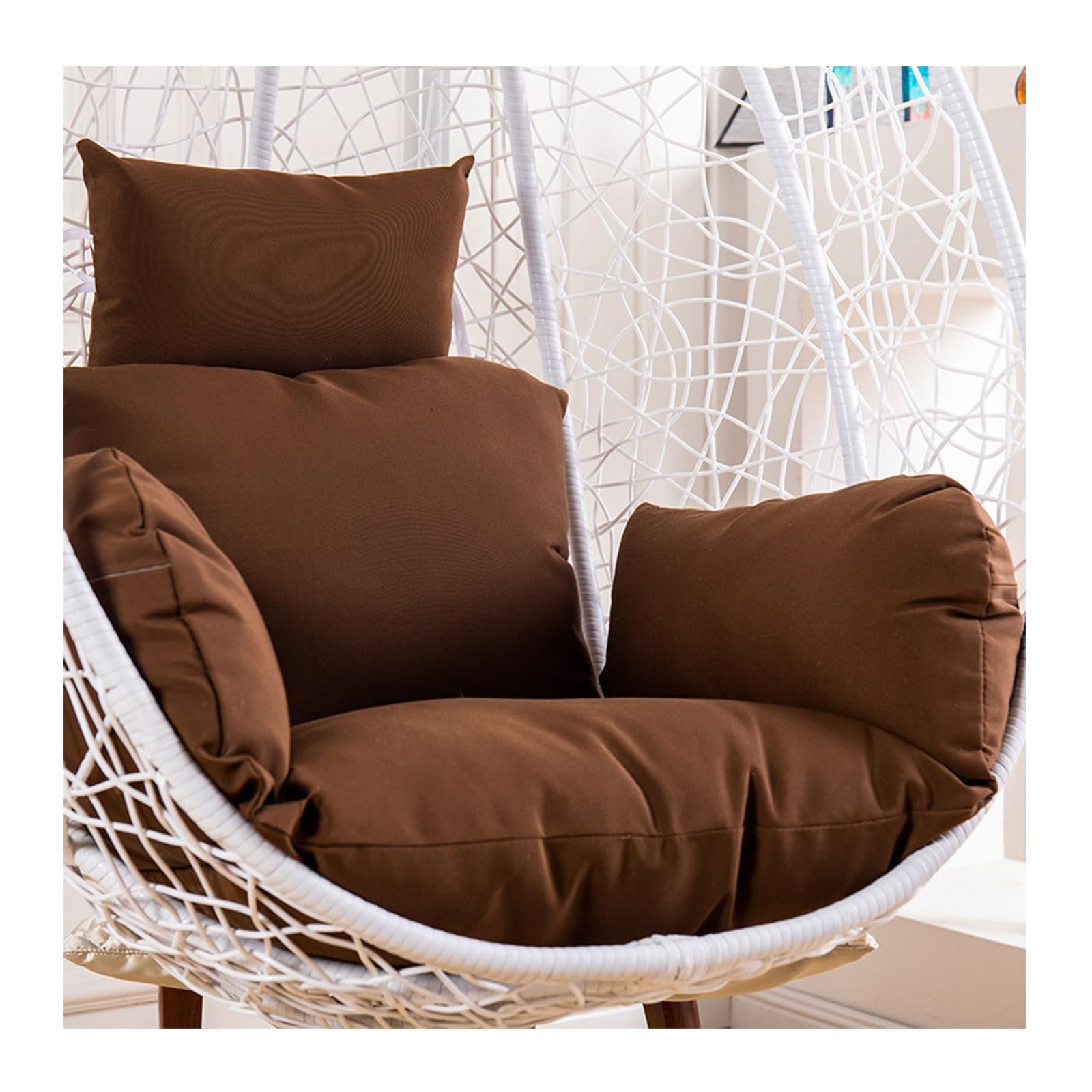 Egg Chair Cushion, Waterproof Egg Chair Cushion Replacement, Thick Hanging Egg Swing Chair Cushion Basket Chair Seat Cushion with Headrest, Soft Hammock Chair Cushions, for Indoor and Outdoor Patio(Pu