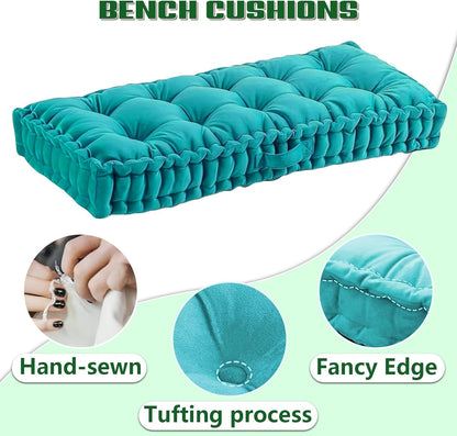 LUXUCURE Custom Window & Bench Seat Cushion Large Floor Cushions - Velvet Fabric Tufted Meditation Cushions, Indoor Sofa Seat Chair Booster Cushion Pad for in Living Room Balcony Office