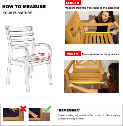 LUXUCURE Custom Size Bench Cushion,Bay Window Seat Cushion,Non-Slip Washable Bench Cushion Pads,Furniture Cushions for Sofa Chaise Longue or Outdoor Patio Garden Swing Chair