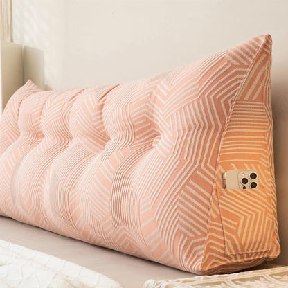 Triangular Headboard Pillow Backrest Cushion,Large Wedge Back Lumber Support Backrest Positioning Cushion with Pocket, Daybed Sofa Tatami Bolster Washable Daybed Triangle Bolster Cushion (Color : Blu