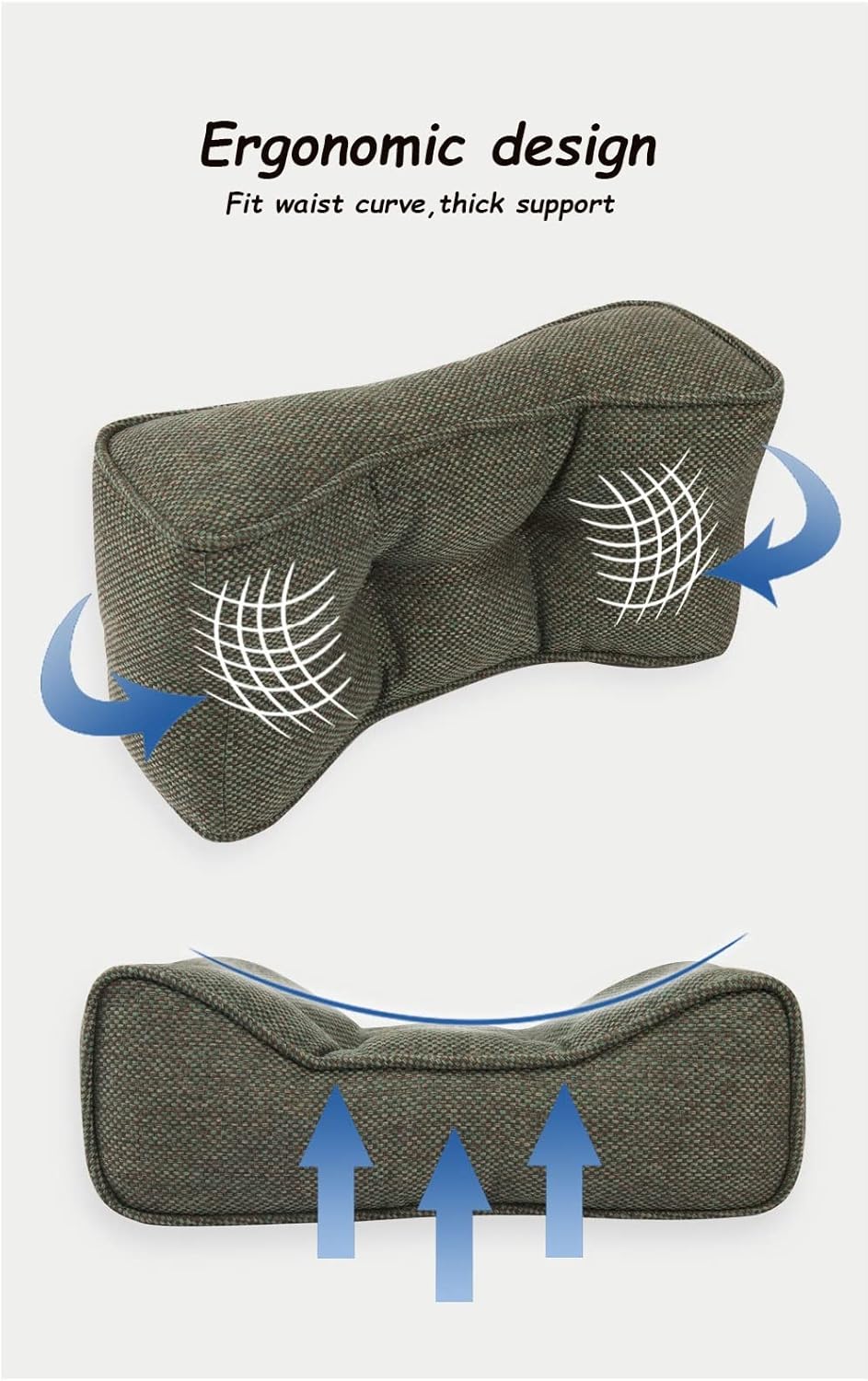 Lumbar Support Cushion Pillow,Office Chair Back Pillow High Elastic Backrest Waist Cushion,for Lower Back Pain Relief-Ergonomic Lumbar Support Cushion,Washable,Linen pillow case ( Color : Black )