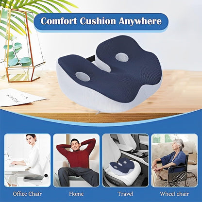 Seat Cushion, Socket Seat Cushion for Sit Bone and Back Pain Relief, Butt, Tailbone, Hip, Hamstring, Posture Support - Memory Foam Comfort Ischial Tuberosity Pillow (Color : Blue)