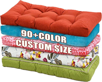 Custom Bench Cushion, Window Seat Cushion, Indoor & Outdoor Waterproof Tufted Soft Replacement Seat Cushion with Non-Slip Bottom for Patio Garden Pallet Bench & Swing Seat Furniture
