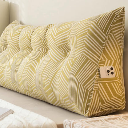 Triangular Headboard Pillow Backrest Cushion,Large Wedge Back Lumber Support Backrest Positioning Cushion with Pocket, Daybed Sofa Tatami Bolster Washable Daybed Triangle Bolster Cushion (Color : Blu