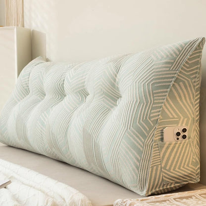 Triangular Headboard Pillow Backrest Cushion,Large Wedge Back Lumber Support Backrest Positioning Cushion with Pocket, Daybed Sofa Tatami Bolster Washable Daybed Triangle Bolster Cushion (Color : Blu