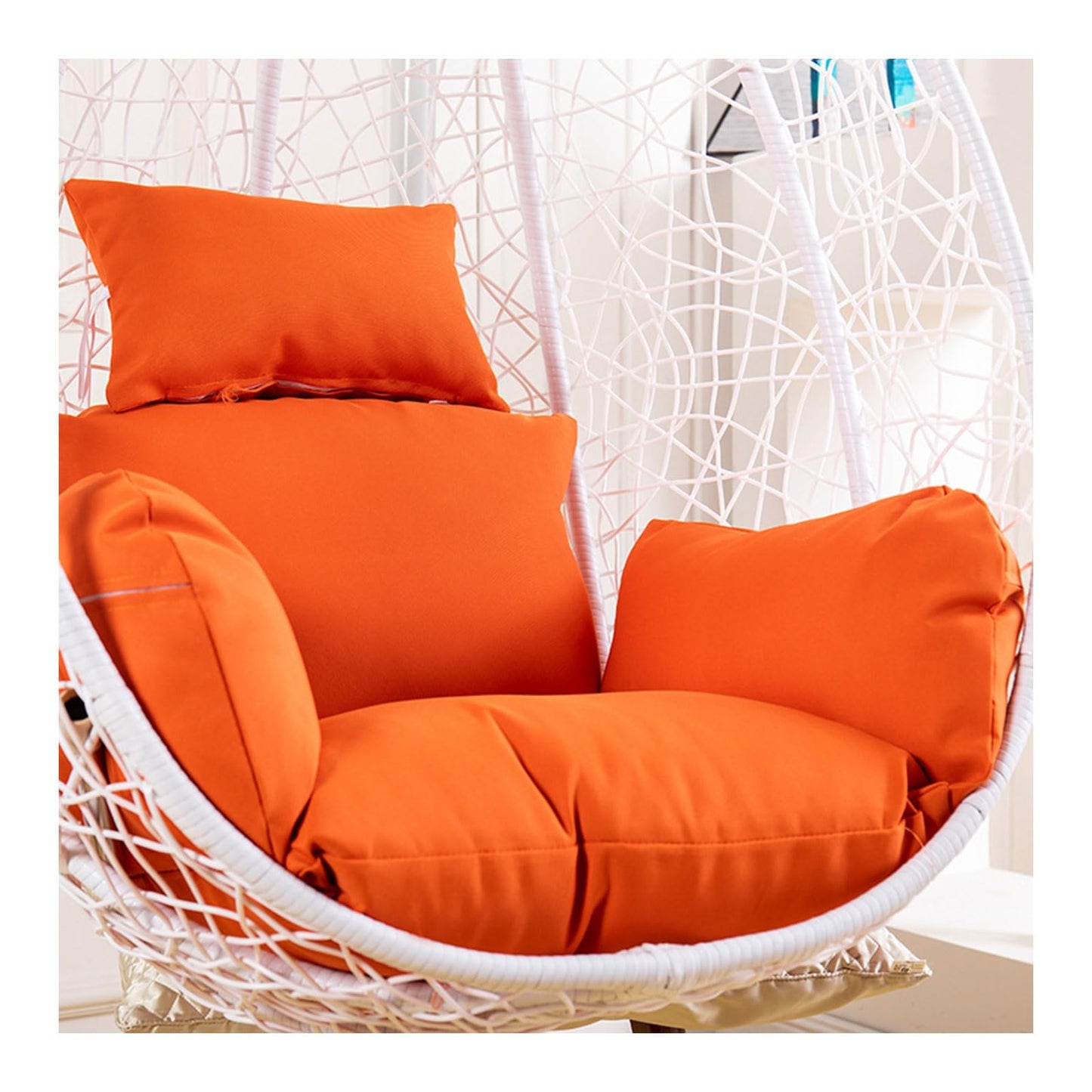 Egg Chair Cushion, Waterproof Egg Chair Cushion Replacement, Thick Hanging Egg Swing Chair Cushion Basket Chair Seat Cushion with Headrest, Soft Hammock Chair Cushions, for Indoor and Outdoor Patio(Pu