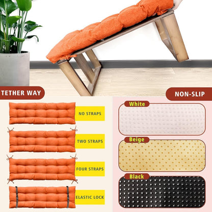 Custom Bench Cushion, Window Seat Cushion, Indoor & Outdoor Waterproof Tufted Soft Replacement Seat Cushion with Non-Slip Bottom for Patio Garden Pallet Bench & Swing Seat Furniture