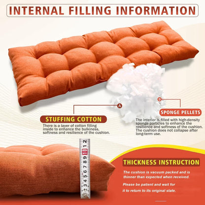 Custom Bench Cushion, Window Seat Cushion, Indoor & Outdoor Waterproof Tufted Soft Replacement Seat Cushion with Non-Slip Bottom for Patio Garden Pallet Bench & Swing Seat Furniture