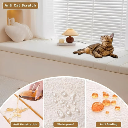 LUXUCURE Custom Bay Window Seat Cushion and Bench Cushions for Indoor Furniture, Piano Bench, Storage Bench, Removable Cover - Anti-Cat Scratch, Splash-Proof, Non Slip Bottom, Thickness 1.8 Inches