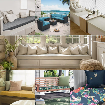 Custom Cushion Cover with Zipper, Seat Cushion Replacement Covers for Indoor Outdoor Furniture Bench/Window Seat/Chair/Sofa, Fabric and Color Options