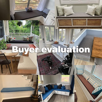 LUXUCURE Custom Size Bench Cushion,Bay Window Seat Cushion,Non-Slip Washable Bench Cushion Pads,Furniture Cushions for Sofa Chaise Longue or Outdoor Patio Garden Swing Chair