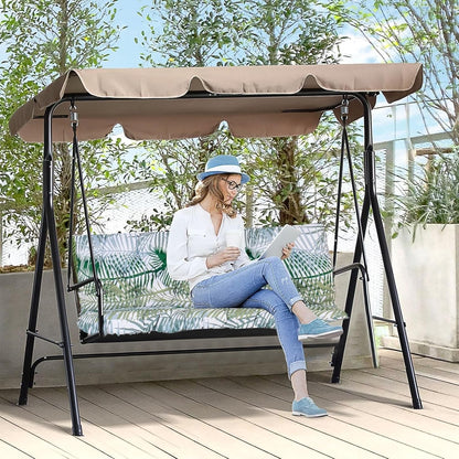 LUXUCURE Outdoor Swing Cushions with Backrest,Replacement Cushions for Patio Porch Garden Swing Chair,Waterproof Cushions For Outdoor Furniture Bench,2 or 3 Person Seat Cushions,39.4x39.4in