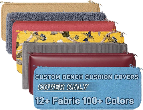 Custom Cushion Cover with Zipper, Seat Cushion Replacement Covers for Indoor Outdoor Furniture Bench/Window Seat/Chair/Sofa, Fabric and Color Options
