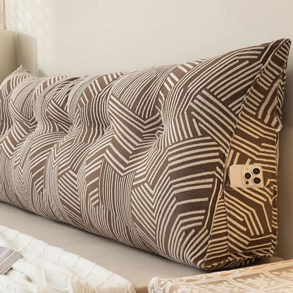 Triangular Headboard Pillow Backrest Cushion,Large Wedge Back Lumber Support Backrest Positioning Cushion with Pocket, Daybed Sofa Tatami Bolster Washable Daybed Triangle Bolster Cushion (Color : Blu