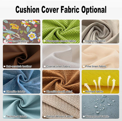 Custom Cushion Cover with Zipper, Seat Cushion Replacement Covers for Indoor Outdoor Furniture Bench/Window Seat/Chair/Sofa, Fabric and Color Options