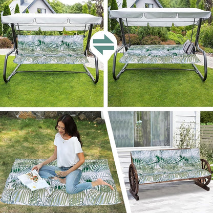 LUXUCURE Outdoor Swing Cushions with Backrest,Replacement Cushions for Patio Porch Garden Swing Chair,Waterproof Cushions For Outdoor Furniture Bench,2 or 3 Person Seat Cushions,39.4x39.4in